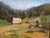** Painting will be Fragile Packed ** Vibrantly hued Mid Century Oil Painting of Lush green Farm land Fields with a...