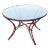 Vintage Red Wrought Iron Woodard Style Round Patio Table For Sale