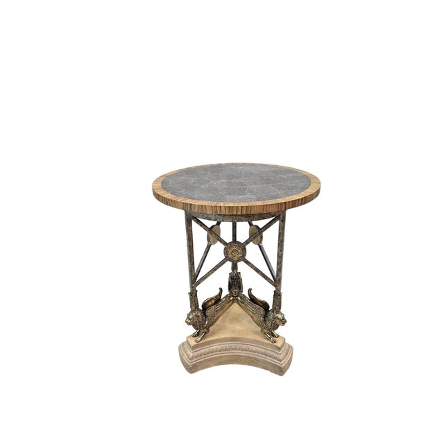 Metal Vintage Brass and Lipstone Griffin Occasional Table by Maitland-Smith For Sale - Image 7 of 10