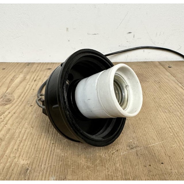 Industrial Bakelite Pendant Light with Ribbed Glass, 1970s For Sale - Image 11 of 14