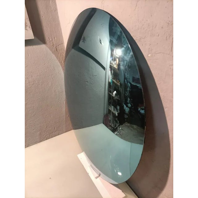 Round Blue Convex Mirror in Iron & Wooden Structure, 2000s For Sale - Image 5 of 9