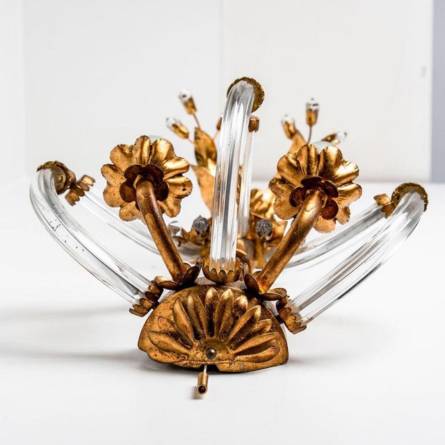 Crystal Glass & Gilt Brass Wall Lights attributed to Palwa, 1960s, Set of 2 For Sale - Image 10 of 15