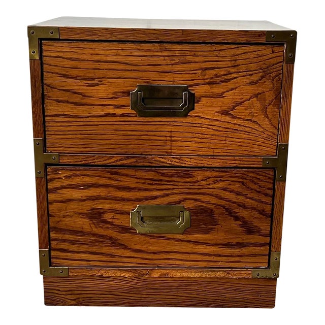 Bernhardt Midcentury Two-Drawer Campaign Chest/Nighstand, Circa 1970s For Sale