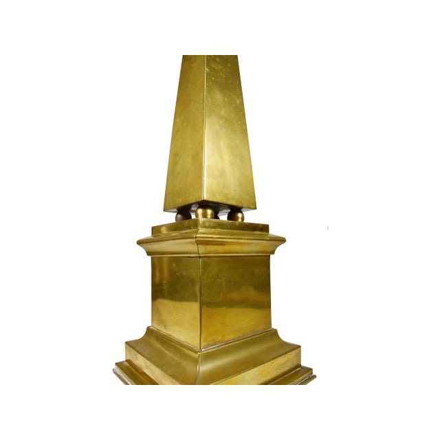 Mid 20th Century Vintage Hollywood Regency Modern Tall Brass Obelisk For Sale - Image 5 of 11