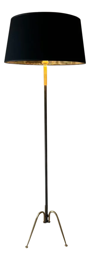 1960s Mid-Century Modern Gun Metal and brass designer floor lamp