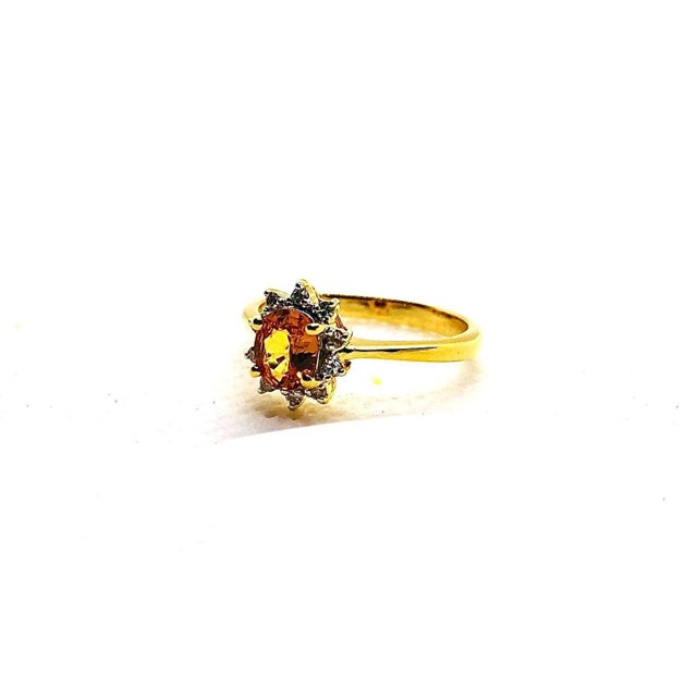 Bochic “Orient” Vintage Yellow Sapphire & Cognac Diamond Ring Set In 18K Gold & Silver Natural Yellow Sapphire - 1 carat...
