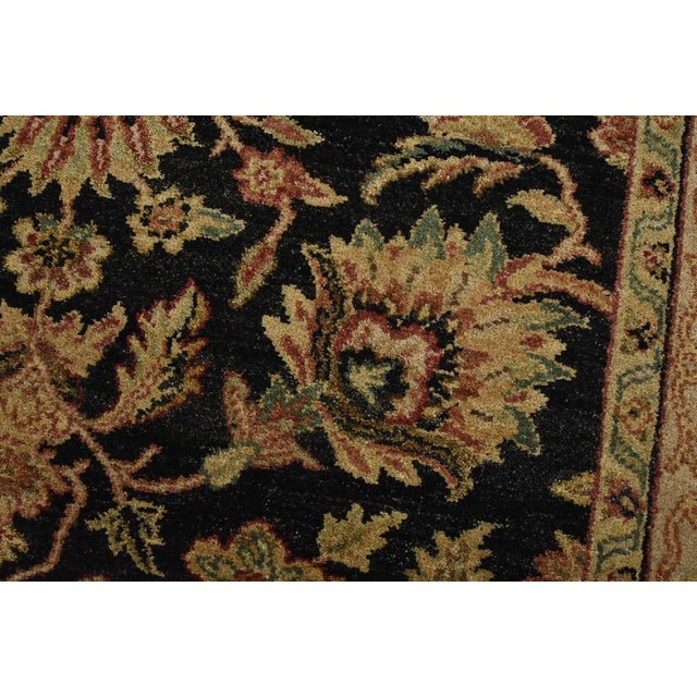 Agra Rug 4’2” X 6’3” Black Wool Hand-Knotted Oriental Carpet For Sale - Image 4 of 13