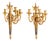 Early 20th Century French Bronze Blue Painted Five-Light Antique Wall Sconces - a Pair For Sale
