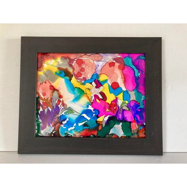 Original abstract ink brush painting by Erik Sulander, image size, 11x14. Frame size, 13x16, black. Free Shipping.