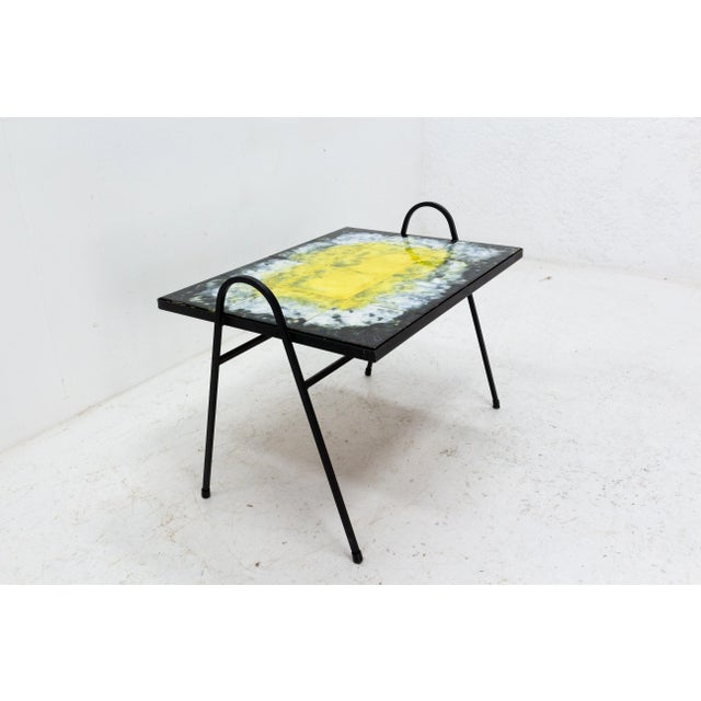 French Coffee Table in Iron and Ceramic, 1960 For Sale - Image 3 of 6