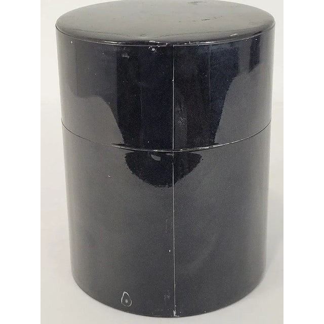 1970s Vintage Japanese Black Lacquer Origami Bird Tin Box or Tea Canister For Sale - Image 5 of 7