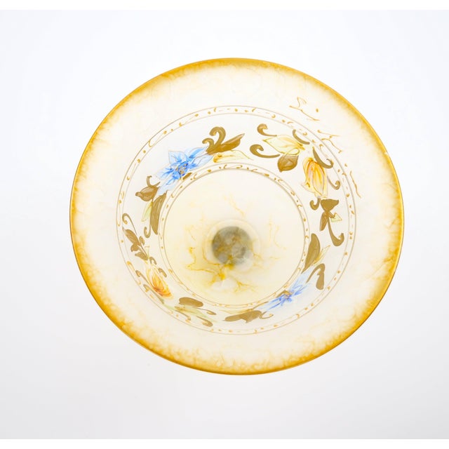 Mid-Century Modern Pair of Mid-Century Modern Italian Venetian Art Glass Gilt & Painted Compotes For Sale - Image 3 of 12