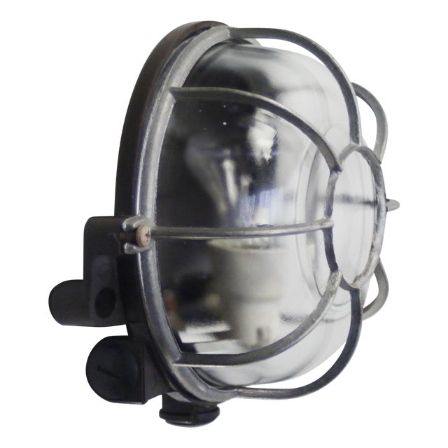 Vintage Industrial Bakelite and Clear Glass Wall Light For Sale