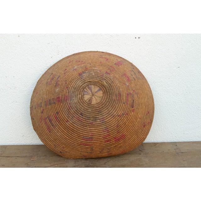 Wood Antique Faded Geometric Winnowing Bowl For Sale - Image 7 of 8