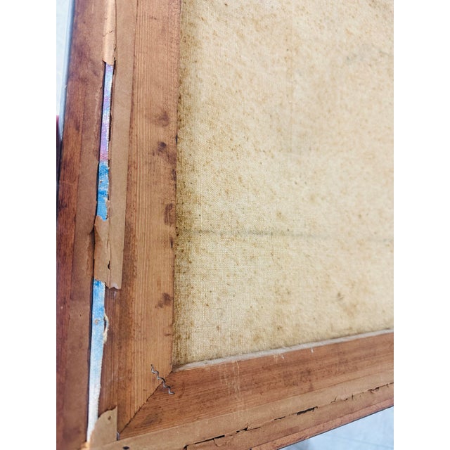 Sky Blue Vintage Oil on Canvas Sailboat Painting For Sale - Image 8 of 8