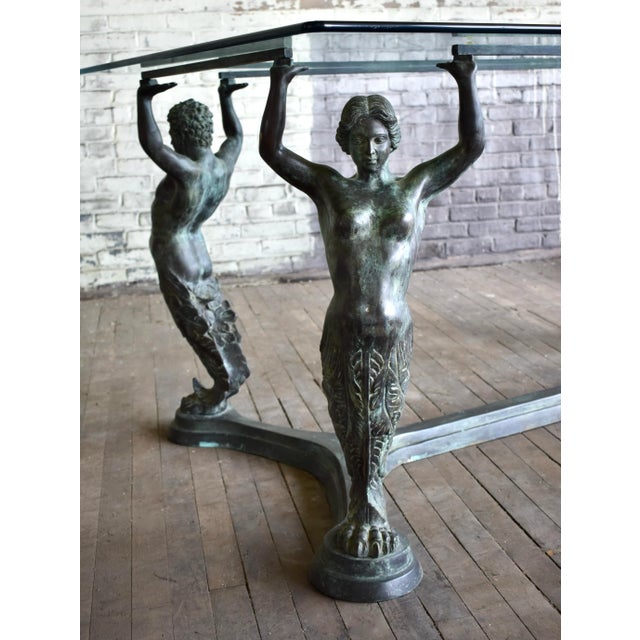 Mid 20th Century Italian Bronze Neoclassical Style Caryatid & Atlas Dining or Work Table For Sale - Image 4 of 13