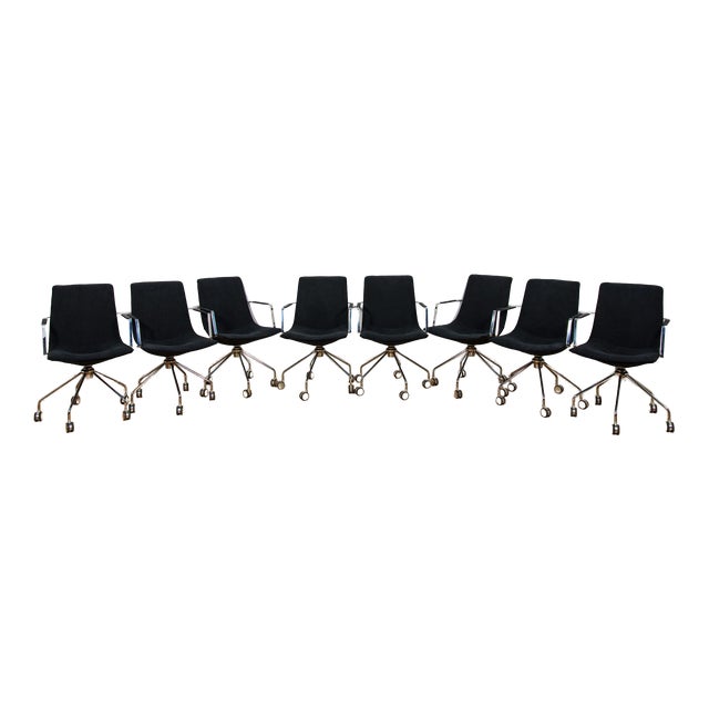 Mid-Century Modern Comet Conference Chairs by Gunilla Allard for Lammhults, Sweden, 1990s, Set of 8 For Sale