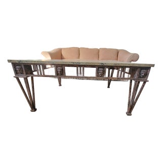 1990s Neoclassical Stone & Wrought Iron Coffee Table For Sale
