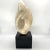 A striking biomorphic marble sculpture featuring an elegant pierced form carved from richly veined stone and mounted on a...