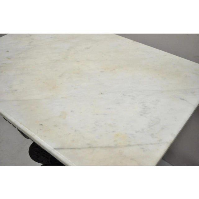 Antique Eastlake Victorian Floral Carved Walnut Marble Top Parlor Side Table For Sale In Philadelphia - Image 6 of 9