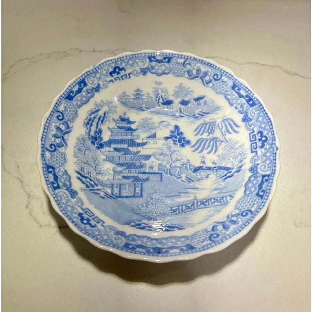 Early 20th Century Antique Blue & White Chinoiserie Decorative Bowl For Sale - Image 5 of 8