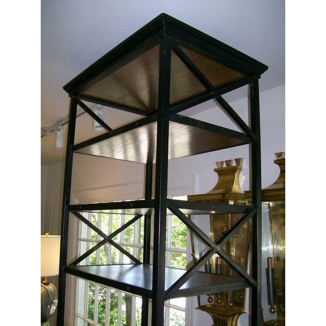 Tall Rustic Iron & Wood Ètagerè w/ Six Fixed Shelves For Sale - Image 4 of 6