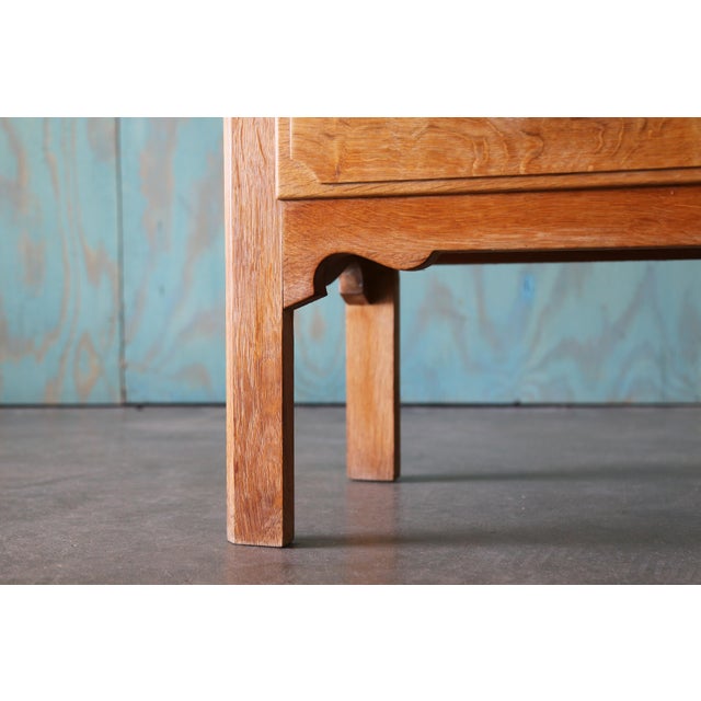 Mid 20th Century Modern Henning Kjaernulf Style Tall Cabinet / Sideboard in White Oak For Sale - Image 11 of 17