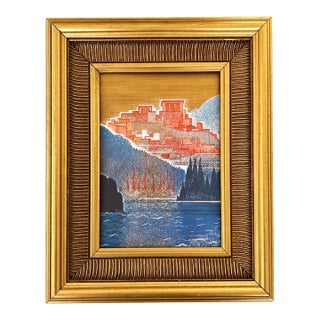 1932 F.-L. Schmied “Pylos” Art Deco Bookplate From L’Illustration, Gilt Framed For Sale