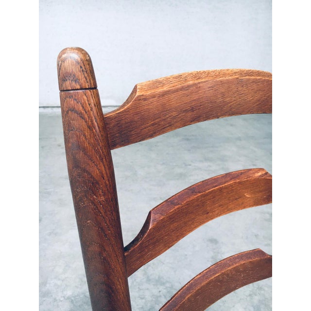 Wood Rustic Ladder Back Oak and Rush Dining Chairs, 1960s, Set of 4 For Sale - Image 7 of 18