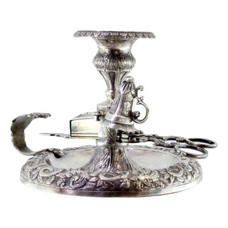 Silver Paddle with Embossed Scissors For Sale