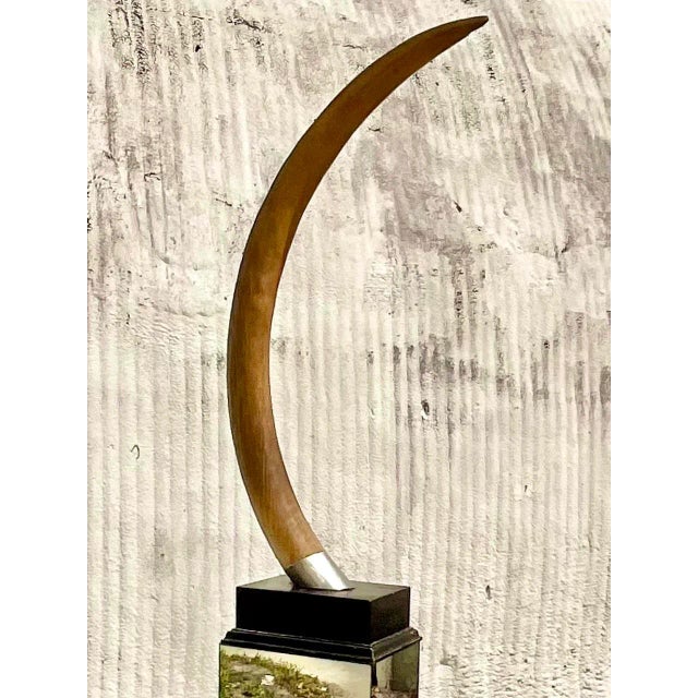 Vintage Sculptural Faux Tusk on Mirrored Pedestal For Sale - Image 11 of 12