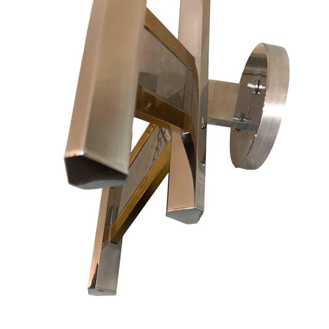 1970s Sciolari Chrome & Brass Geometric Wall Sconces, Late 20th Century - a Pair For Sale In Los Angeles - Image 6 of 8