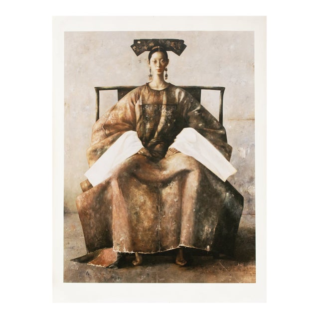 Large C. 2000s After Lu Jian Jun, Portrait of a Woman Seated on a Chair, Print on Canvas For Sale
