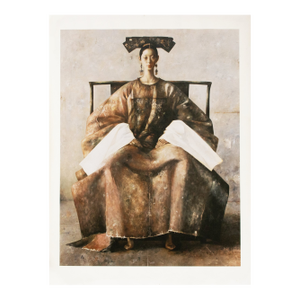 Large C. 2000s After Lu Jian Jun, Portrait of a Woman Seated on a Chair, Print on Canvas