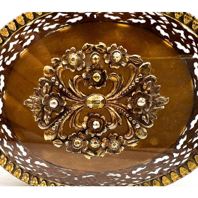 Vintage Gilt Ormolu Jewelry Casket Box With Beveled Glass Lid – French Regency / Hollywood Regency For Sale - Image 12 of 15