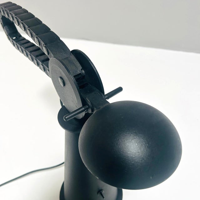 Vintage Italian Black Gaucho Desk Lamp by Studio P.E.R for Egoluce, 1980s For Sale - Image 9 of 13