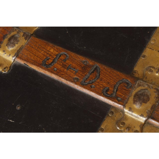 Early 20thC Flat Top Steamer Trunk For Sale - Image 11 of 14