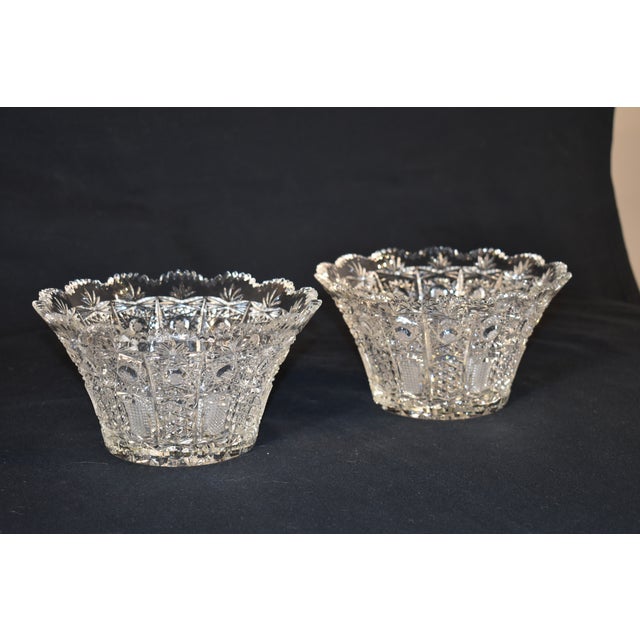 Pair of Cut Glass Serving Bowls From England For Sale - Image 4 of 12