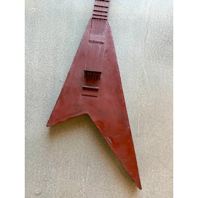 1970s Custom Oversized Metal Flying v Guitar Abstract Steel Sculpture Art For Sale - Image 10 of 18
