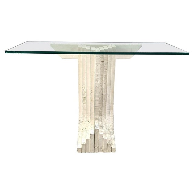 Vintage Travertine Console Table in the manner of Carlo Scarpa, 1970s For Sale - Image 12 of 12