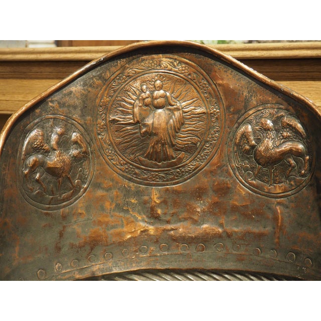 Metal Highly Worked 19th Century Ceremonial Repousse Copper Hotte From France For Sale - Image 7 of 16