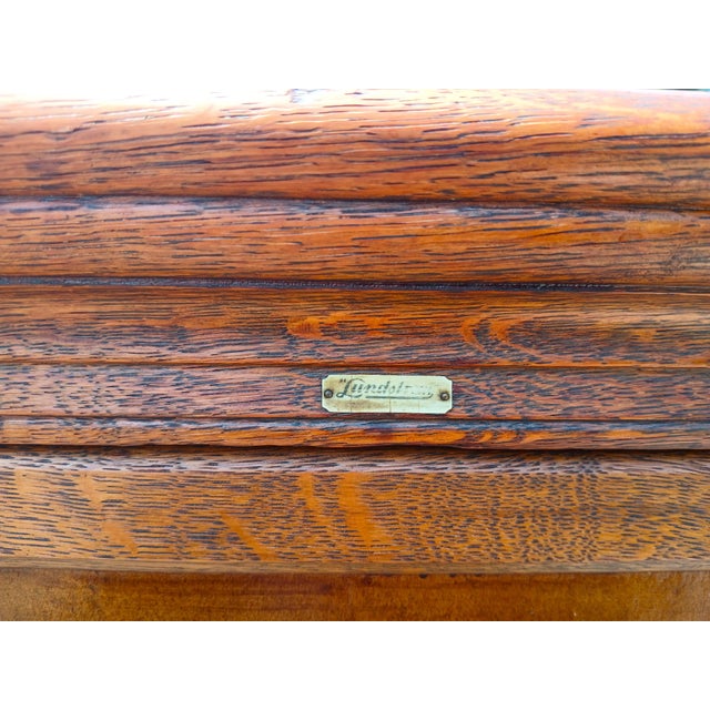 1900 - 1909 Antique 4 Section Quarter Sawn Oak Barrister Bookcase Lundstrom W Blind Doors and File Drawers 1905 For Sale - Image 5 of 18