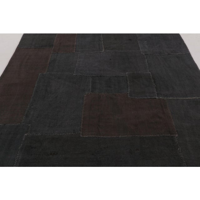 Rug & Kilim Vintage Anatolian Patchwork Rug With Black and Brown Patterns - Rug & Kilim For Sale - Image 4 of 9