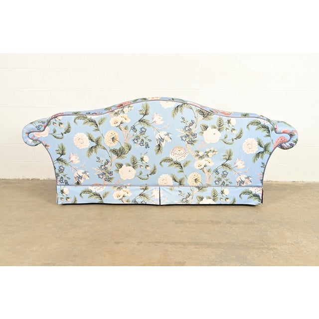 Baker Furniture English Traditional Floral Upholstered Roll Arm Camelback Sofa For Sale - Image 11 of 15