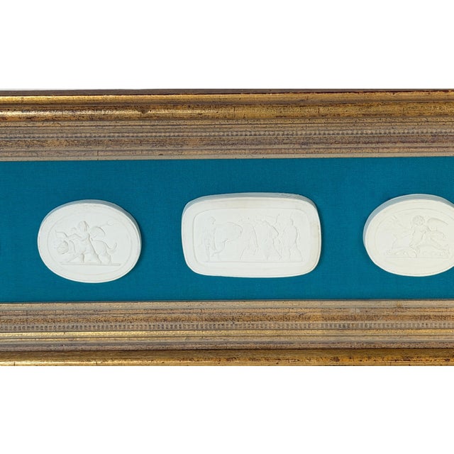Framed Group of Seven Italian Grand Tour Cast Plaster Intaglios, 19th Century For Sale - Image 16 of 18