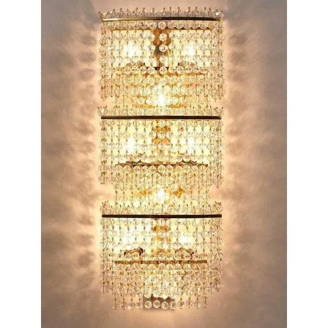 Large Square Gold-Plated Crystal and Brass Sconce by Lobmeyr, Austria, 1970s For Sale - Image 9 of 11