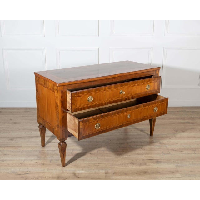 19th Century 19th Century Neoclassical Inlaid Walnut and Cherry Italian Commode For Sale - Image 5 of 10