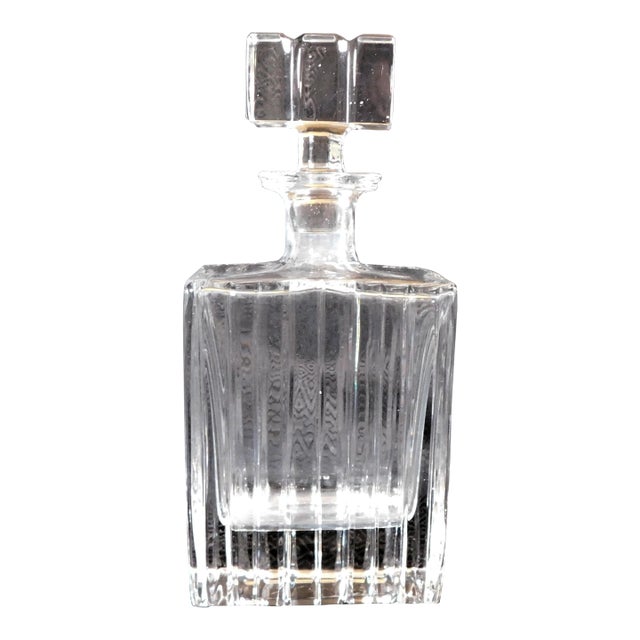 1960s Unmarked Heavy Crystal Liquor Decanter For Sale