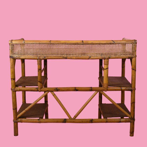 Vintage Rattan and Cane Desk For Sale - Image 4 of 6