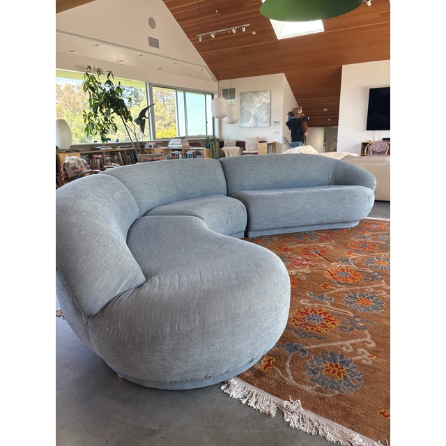 Attributed to Milo Baughman Serpentine Sectional Sofa Mid Century Modern For Sale - Image 9 of 12
